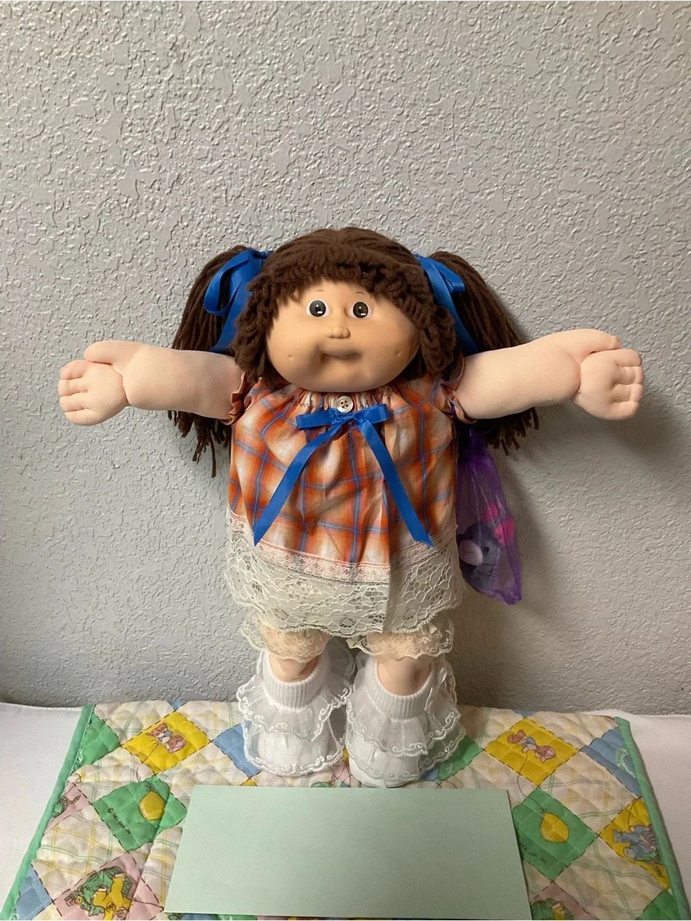 VTG Cabbage Patch Kid Girl Brown Hair Brown Eyes KT Factory Head Mold #5 1988